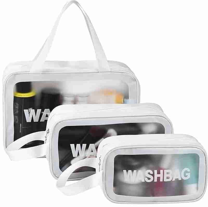 3-Piece Pink Wash Bag Set for Makeup Storage