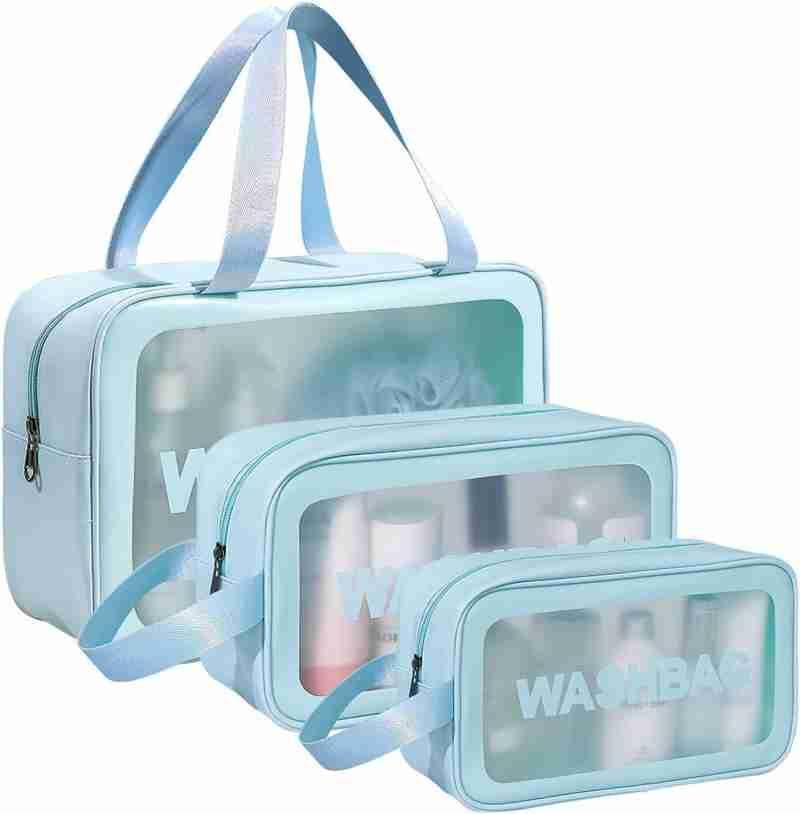 3-Piece Pink Wash Bag Set for Makeup Storage