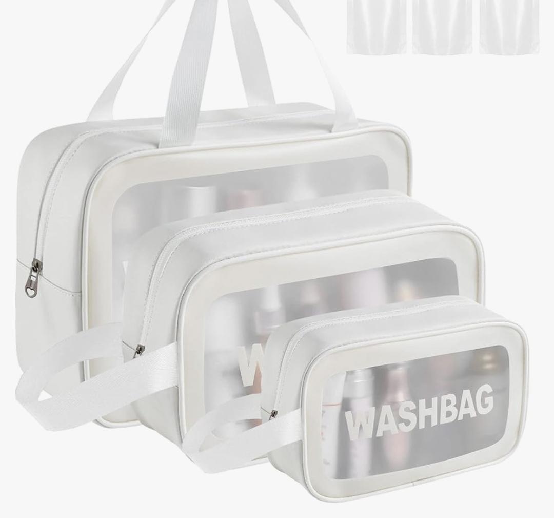 3-Piece Pink Wash Bag Set for Makeup Storage