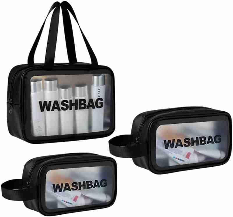 3-Piece Pink Wash Bag Set for Makeup Storage