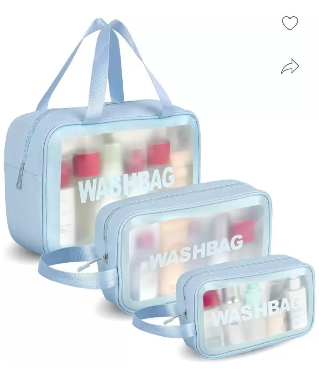 3-Piece Pink Wash Bag Set for Makeup Storage