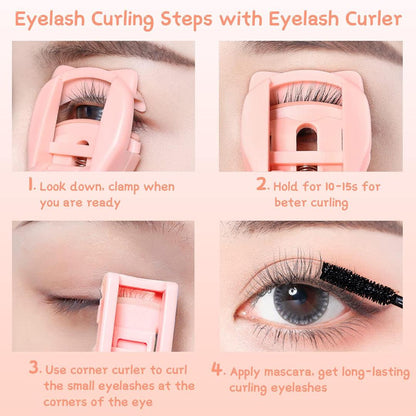 Pink 2-in-1 Eyelash Curler Set for Long Lasting Curl