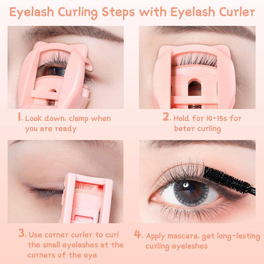 Pink 2-in-1 Eyelash Curler Set for Long Lasting Curl