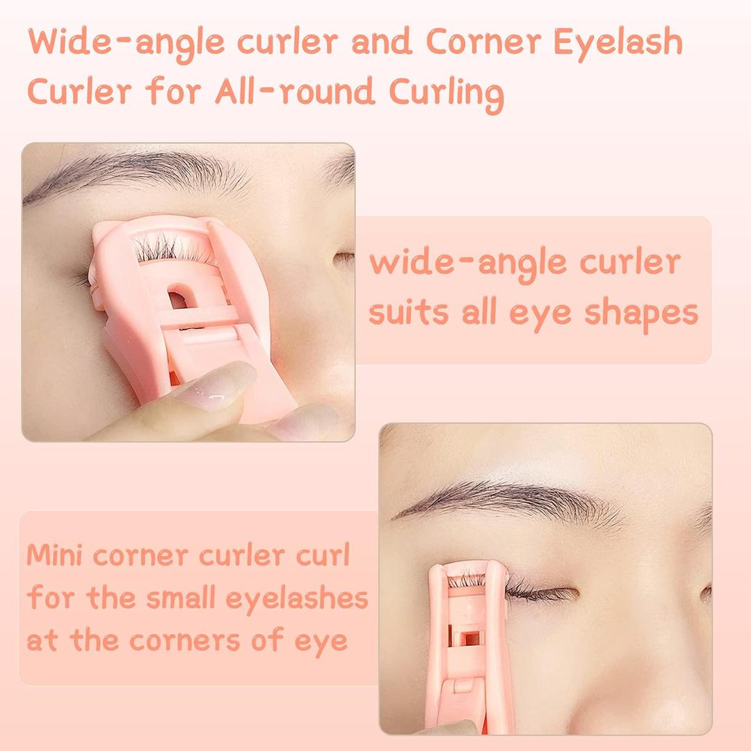 Pink 2-in-1 Eyelash Curler Set for Long Lasting Curl