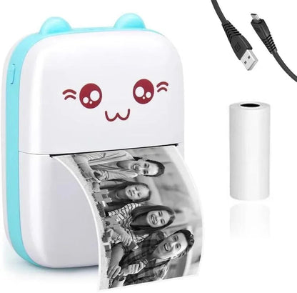 Pocket Printer Cat Design USB Instant Photo Print Portable