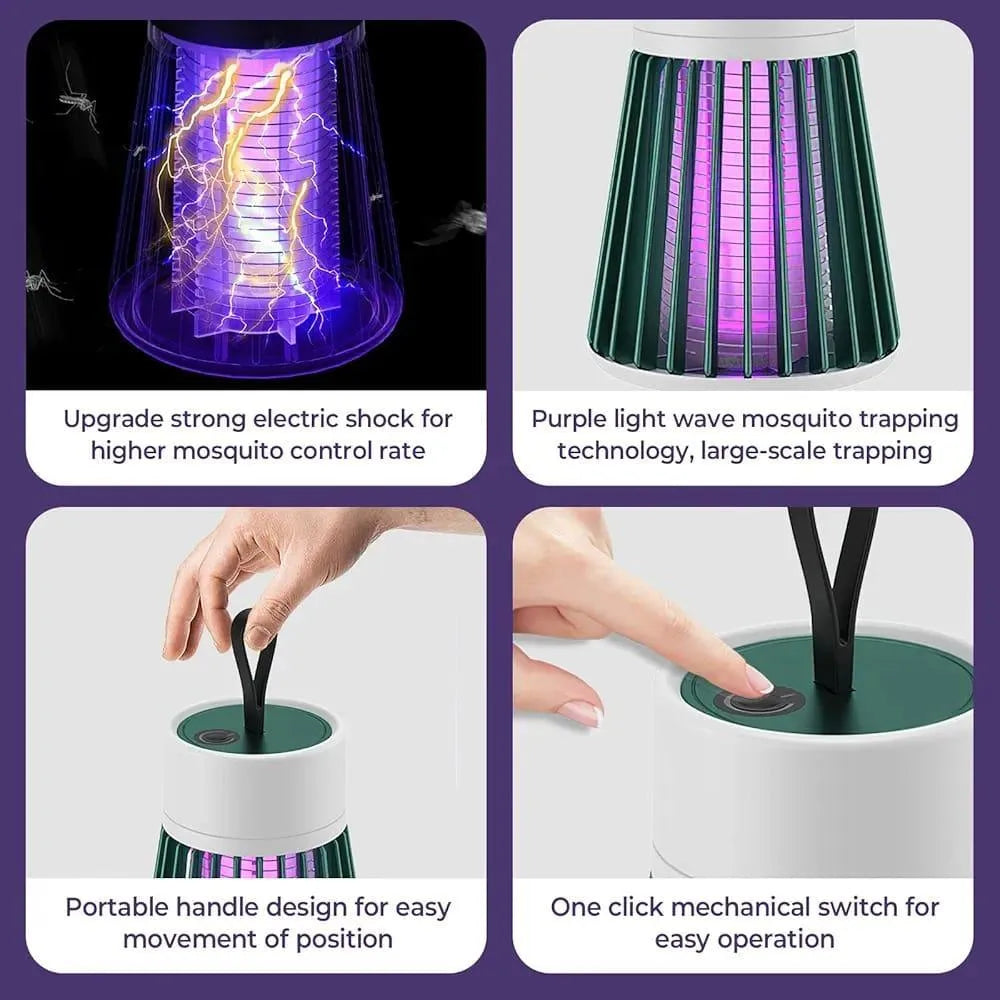 USB Rechargeable Mosquito Killer Lamp Green White 12.5cm