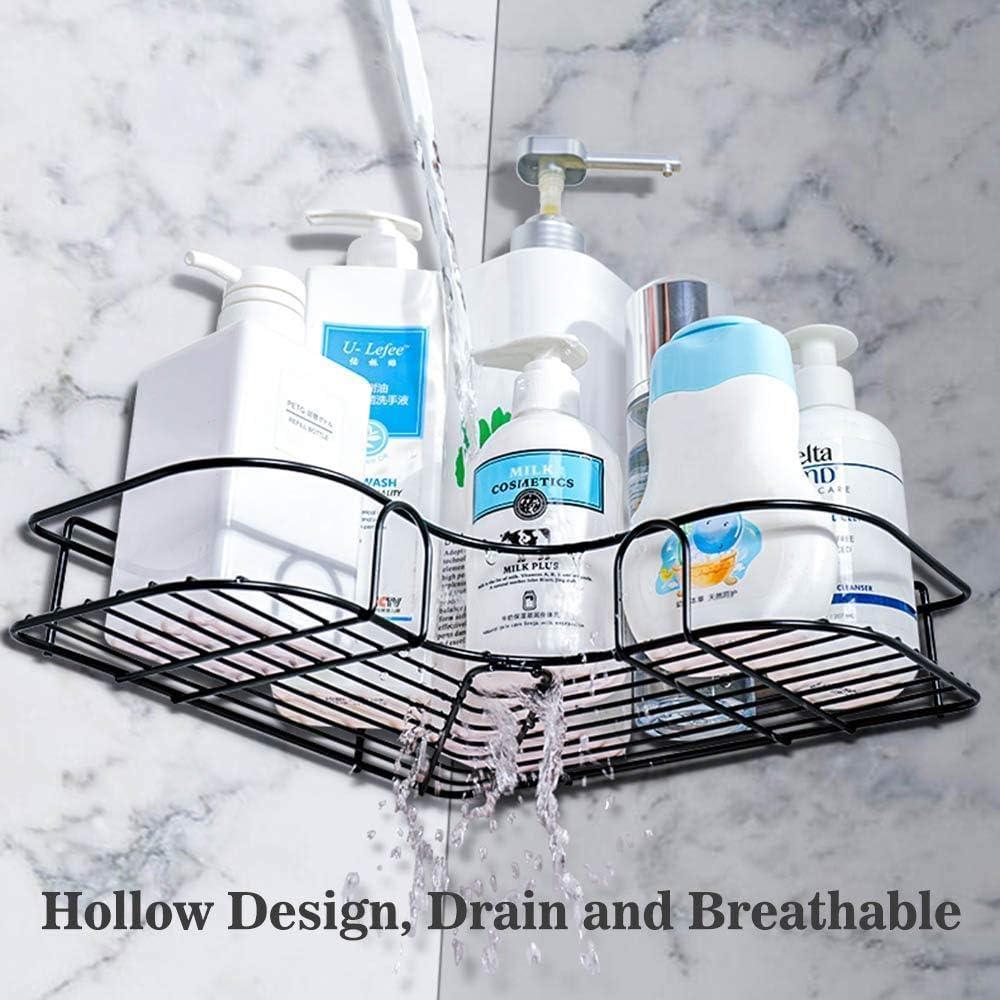 Black Corner Wall Mount Organizer for Bathroom & Office Storage