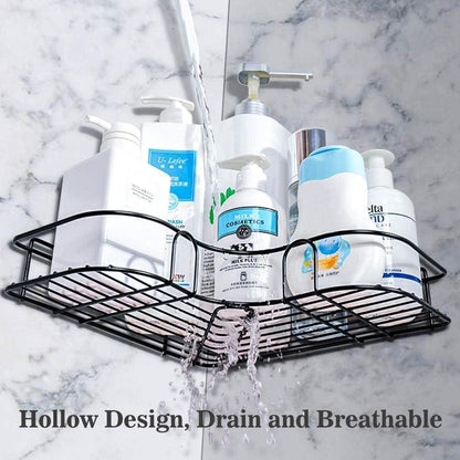 Black Corner Wall Mount Organizer for Bathroom & Office Storage