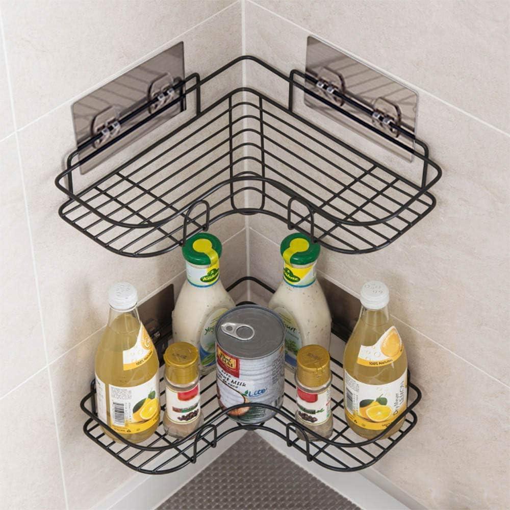 Black Corner Wall Mount Organizer for Bathroom & Office Storage