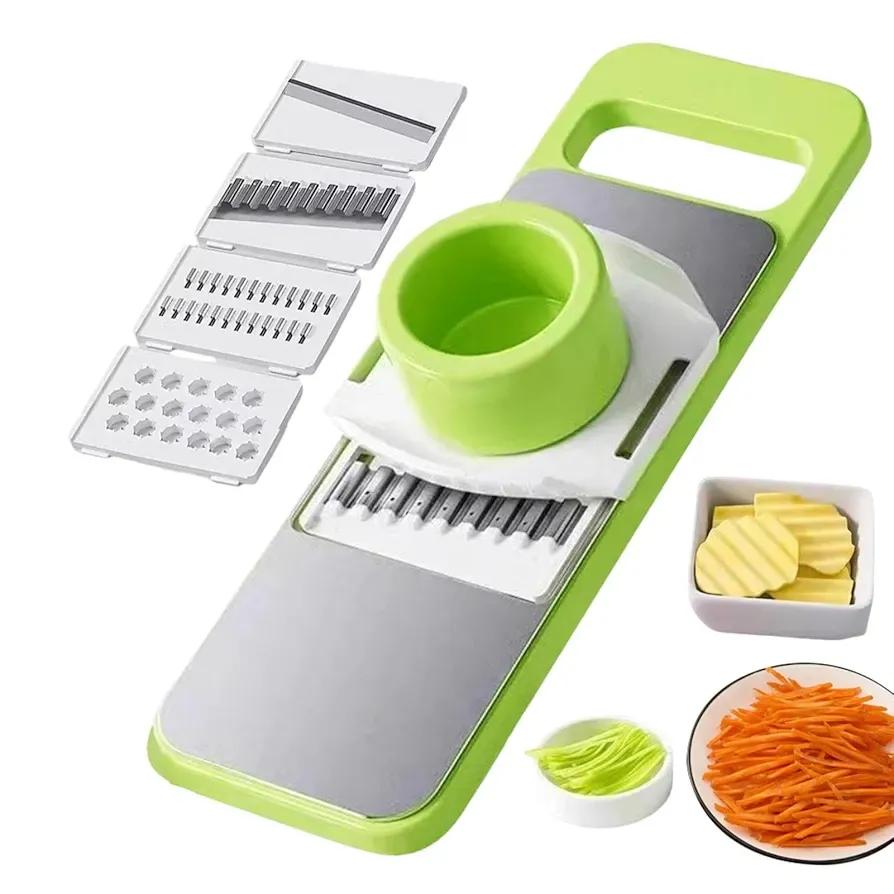 Green Multi-Blade Vegetable Slicer with Non-Slip Handle