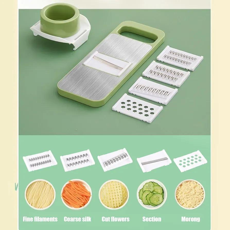 Green Multi-Blade Vegetable Slicer with Non-Slip Handle