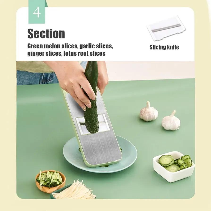 Green Multi-Blade Vegetable Slicer with Non-Slip Handle