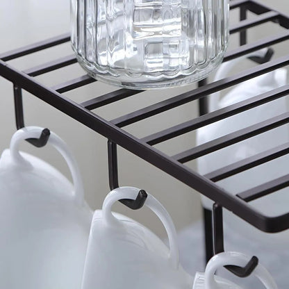 Black Metal Cup & Plate Rack for Kitchen