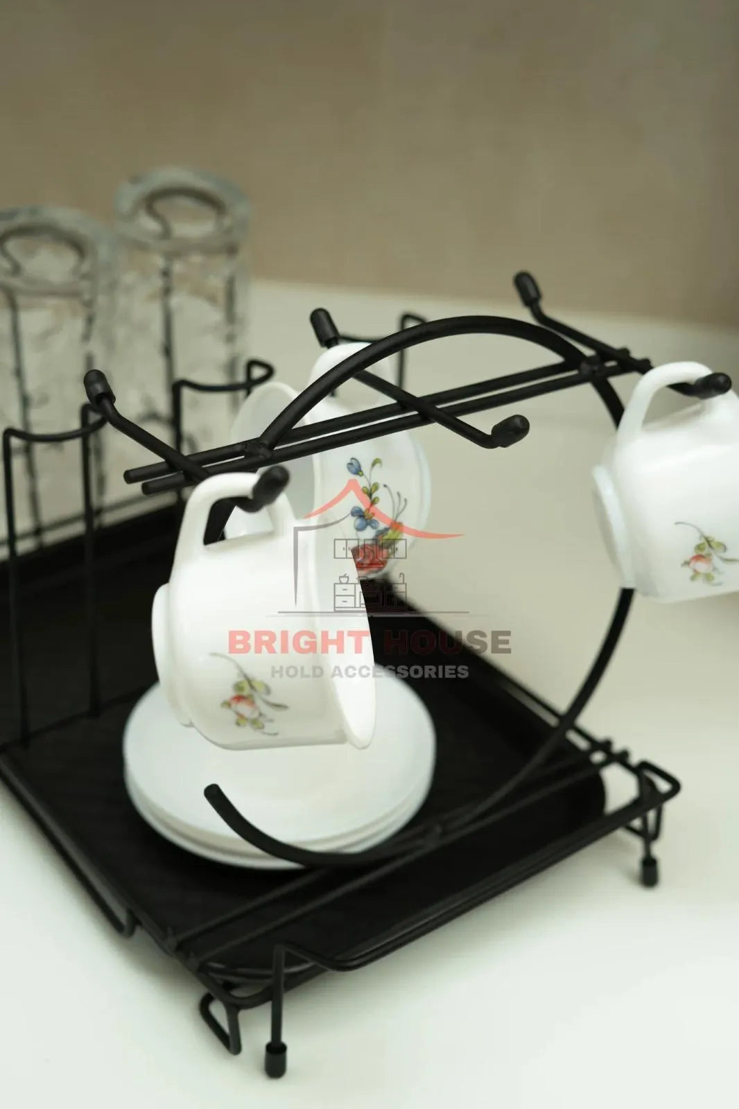 Black Metal Cup Holder for Kitchen & Dining