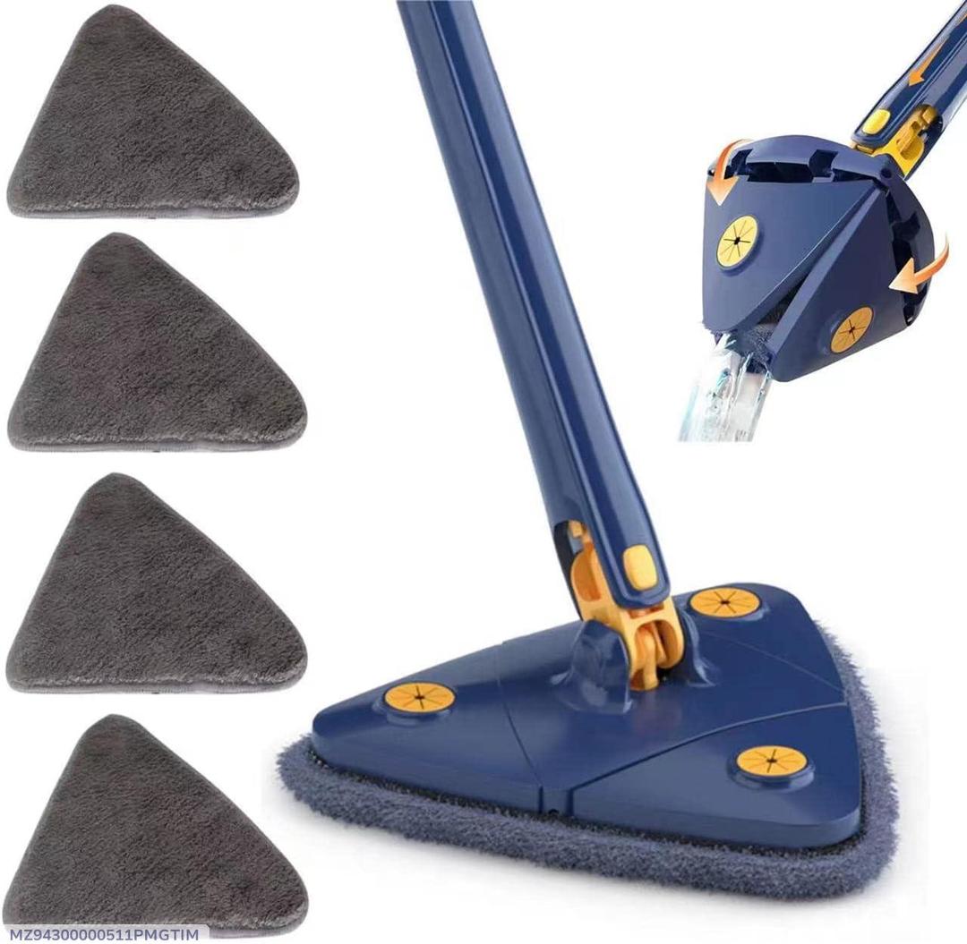 Blue Microfiber Mop with 4 Pads for Home Cleaning