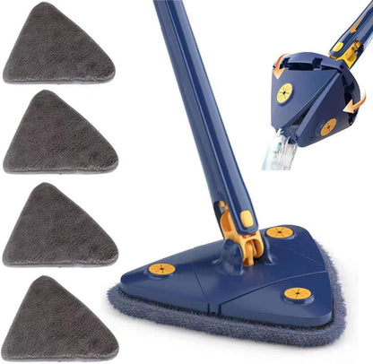 Blue Microfiber Mop with 4 Pads for Home Cleaning