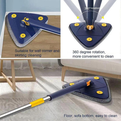 Blue Microfiber Mop with 4 Pads for Home Cleaning
