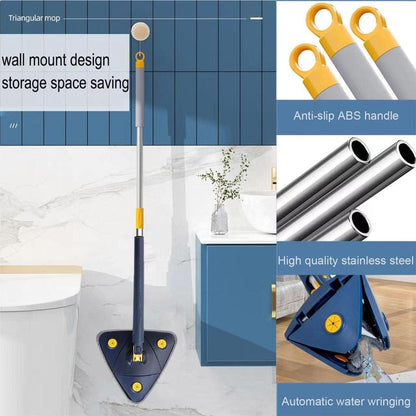 Blue Microfiber Mop with 4 Pads for Home Cleaning
