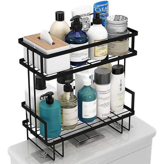 Two Tier Black Stainless Steel Bathroom Organizer