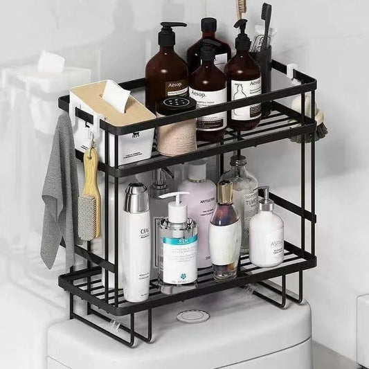 Two Tier Black Stainless Steel Bathroom Organizer