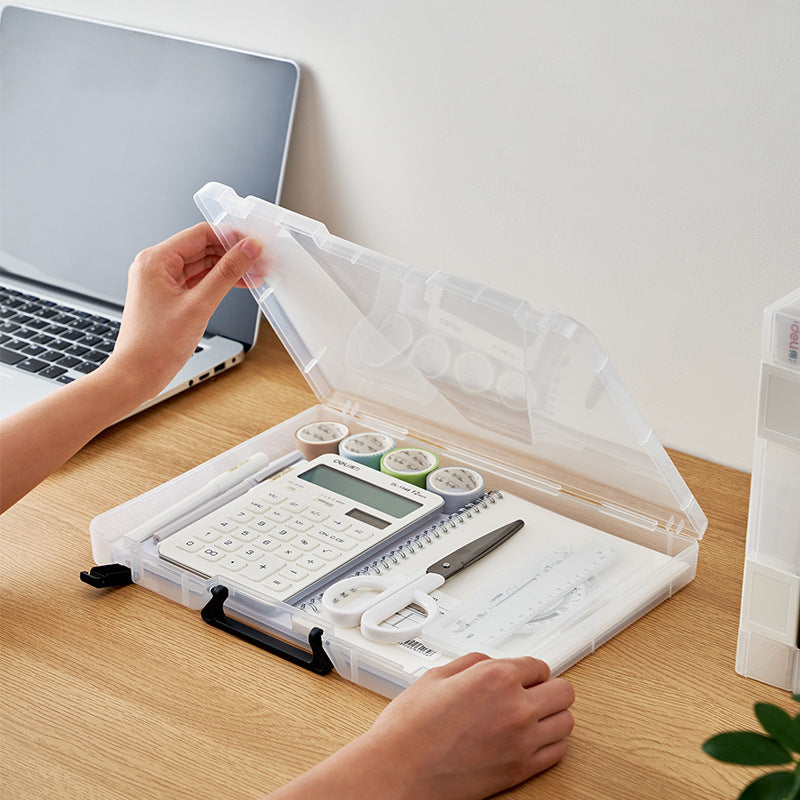 Transparent A4 File Storage Box with Handle