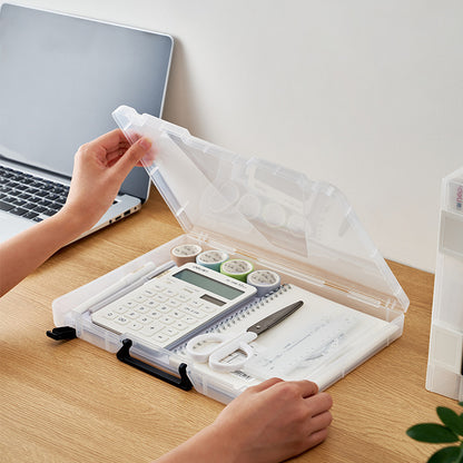Transparent A4 File Storage Box with Handle