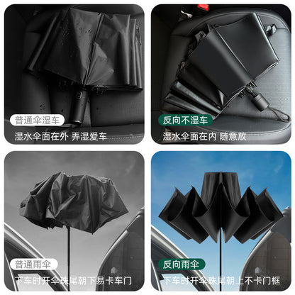 Black Anti-Wind 3-Person Umbrella with Thick Rubber Coating