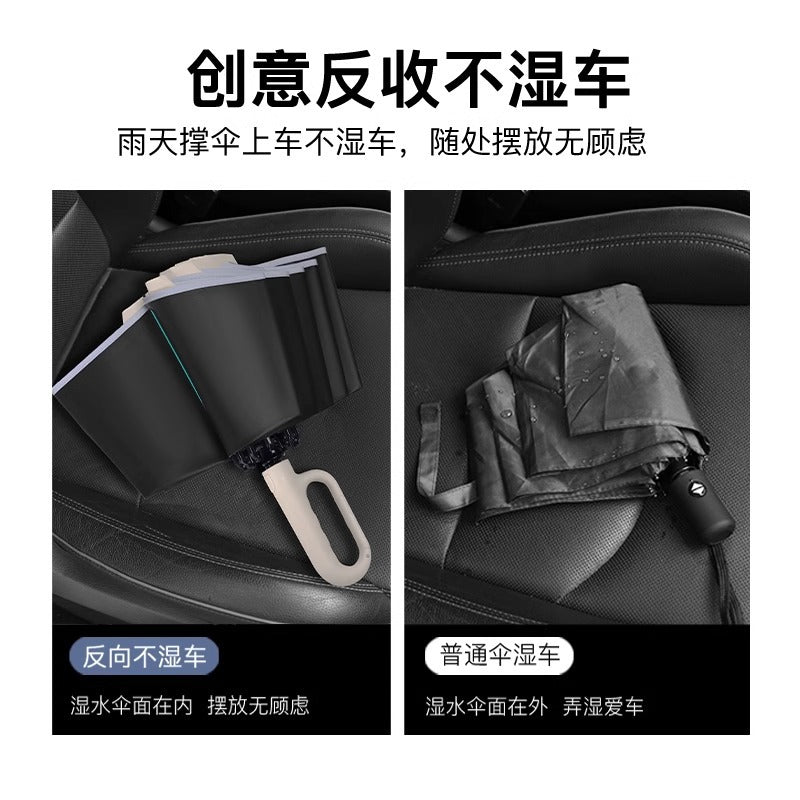 Black 100-Bone Anti-Wind Umbrella for Sun & Rain