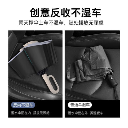 Black 100-Bone Anti-Wind Umbrella for Sun & Rain
