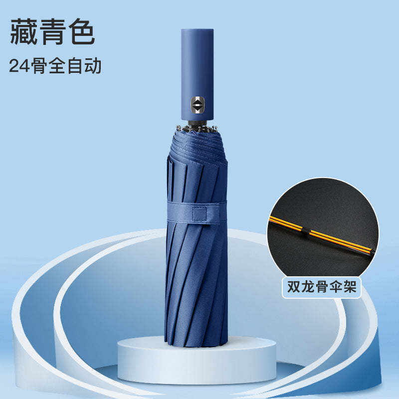 24 Bone Automatic Folding Umbrella Silver