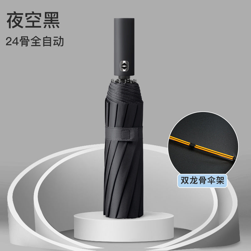 24 Bone Automatic Folding Umbrella Silver