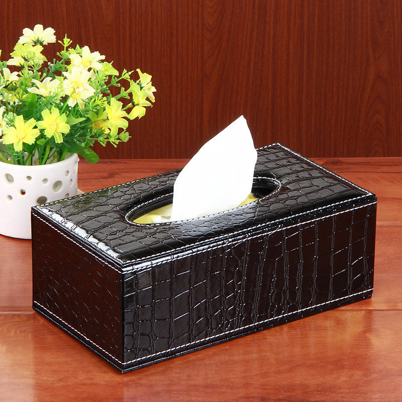 Black Leather Tissue Box 18.7x11.8x9.3cm Pakistan