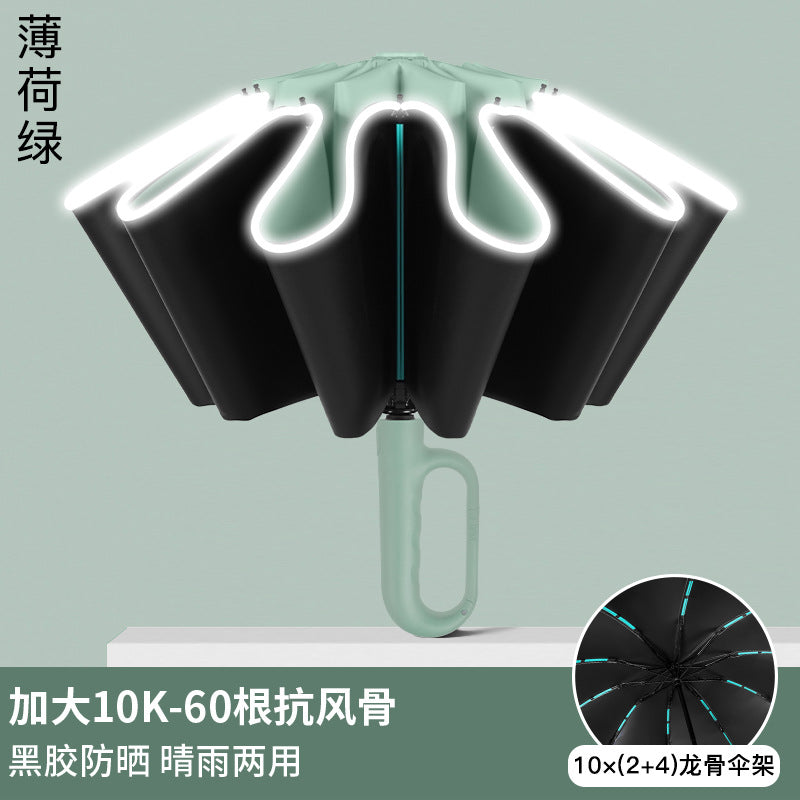 Black 100-Bone Anti-Wind Umbrella for Sun & Rain