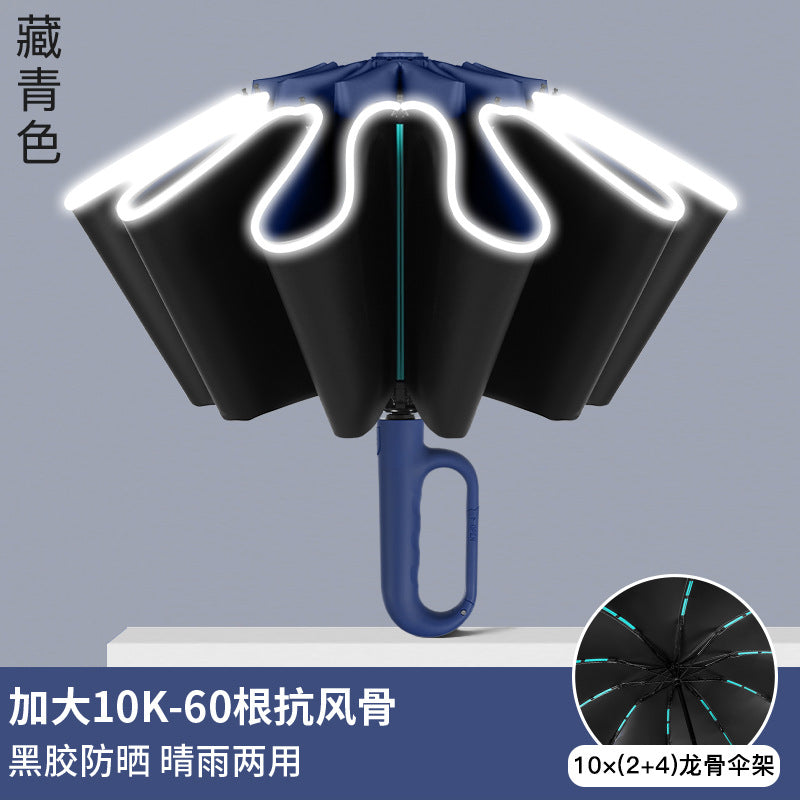 Black 100-Bone Anti-Wind Umbrella for Sun & Rain