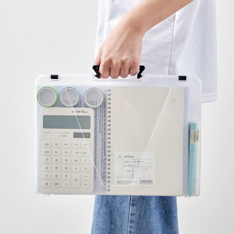 Transparent A4 File Storage Box with Handle