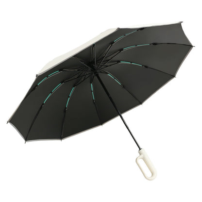 Black 100-Bone Anti-Wind Umbrella for Sun & Rain