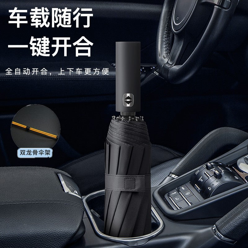 24 Bone Automatic Folding Umbrella Silver