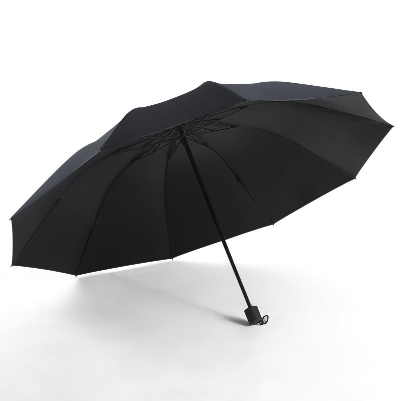 Black Anti-Wind 3-Person Umbrella with Thick Rubber Coating