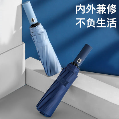 24 Bone Automatic Folding Umbrella Silver