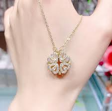 Flower Four Leaf Clower Hearts Necklace